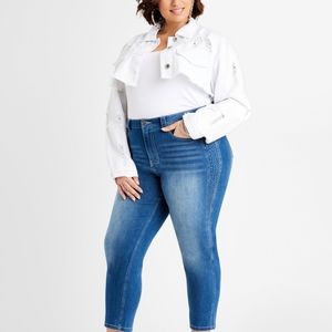 Ashley Stewart Plus 36 Skinny Jeans  Rhinestone Ankle Pants